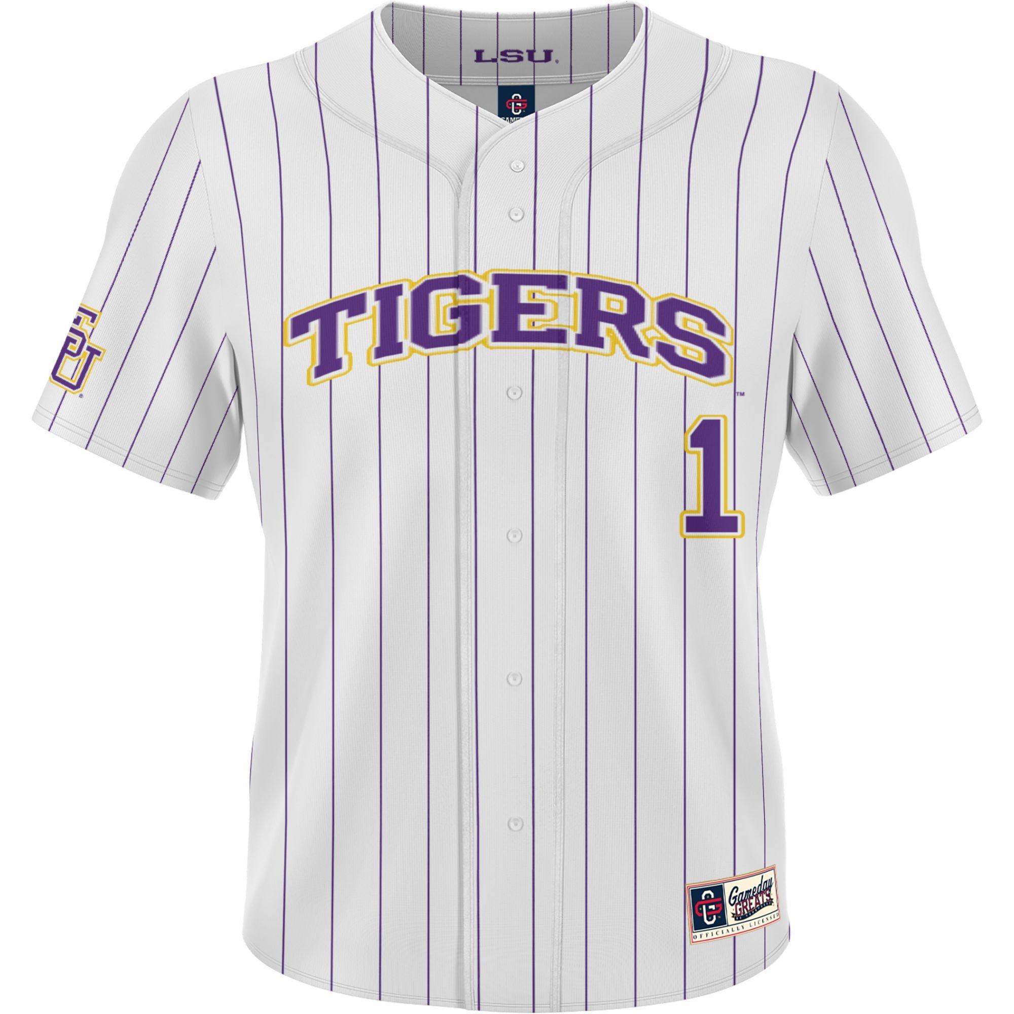 LSU Tigers ProSphere Baseball Me White #1 NCAA Jersey Men's