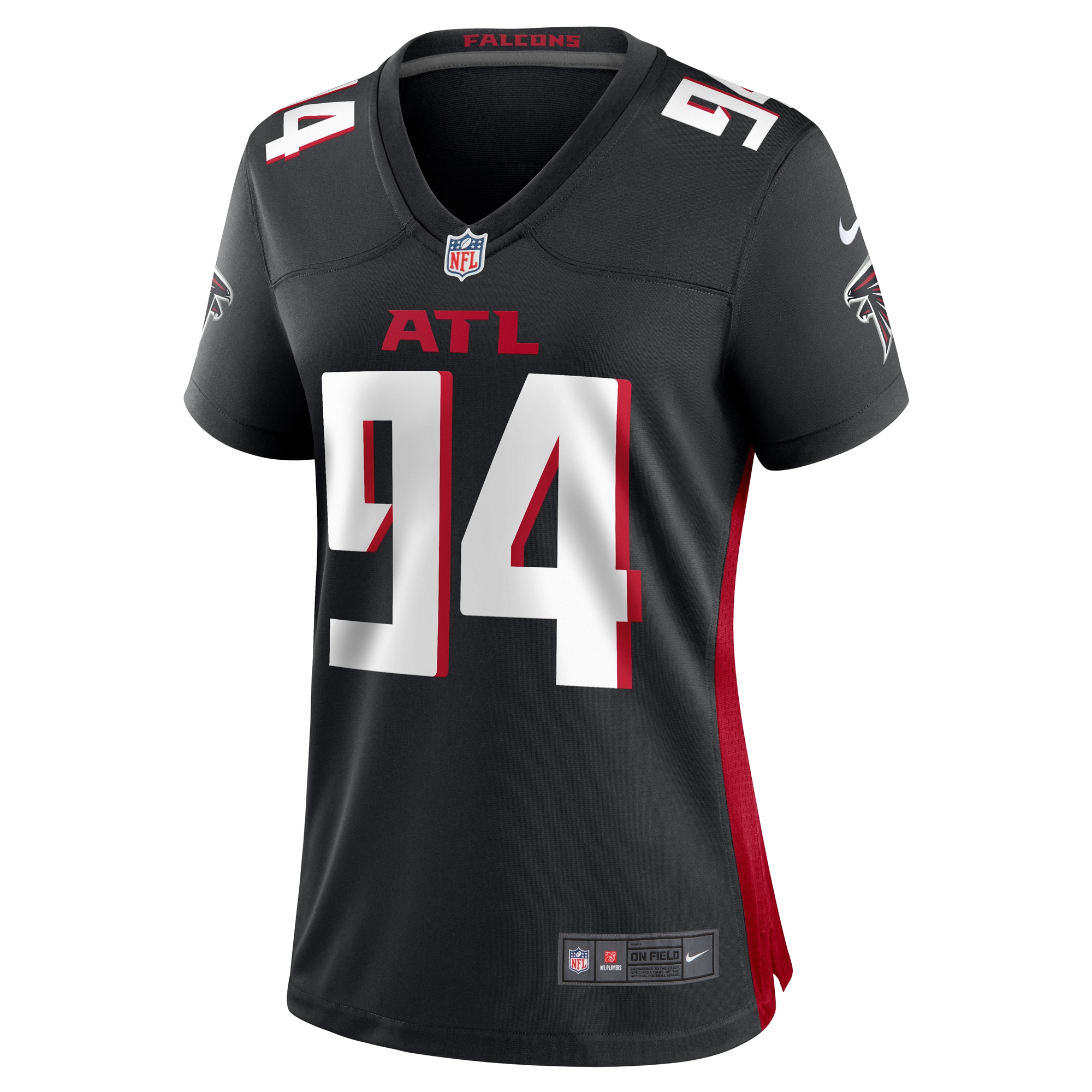 Atlanta Falcons Albert Huggins Black Team Game NFL Jersey Women's