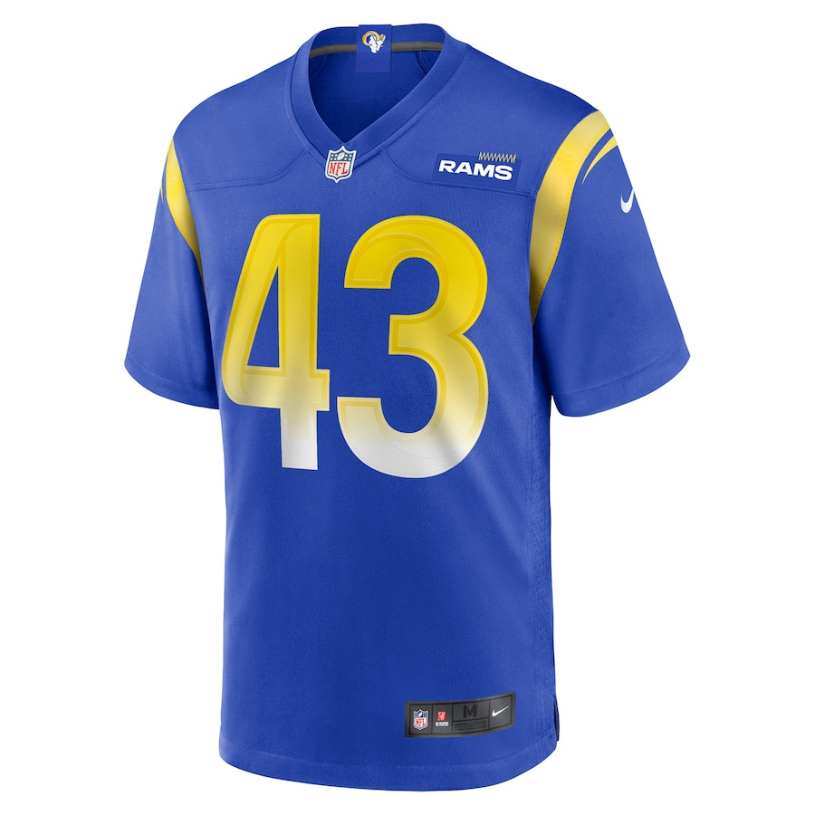 Joshua Karty 43 Los Angeles Rams Team Game Royal NFL Jersey Men's
