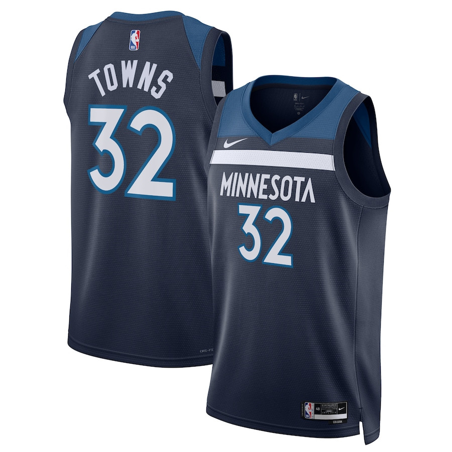 Karl-Anthony Towns 32 Minnesota Timberwolves Unisex Swingman Icon Edition Navy NBA Jersey Unisex