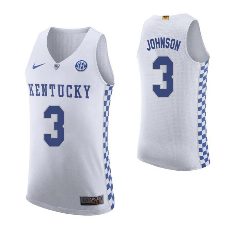 3 Keldon Johnson Roa White Elite Kentucky Wildcats NCAA Jersey Men's