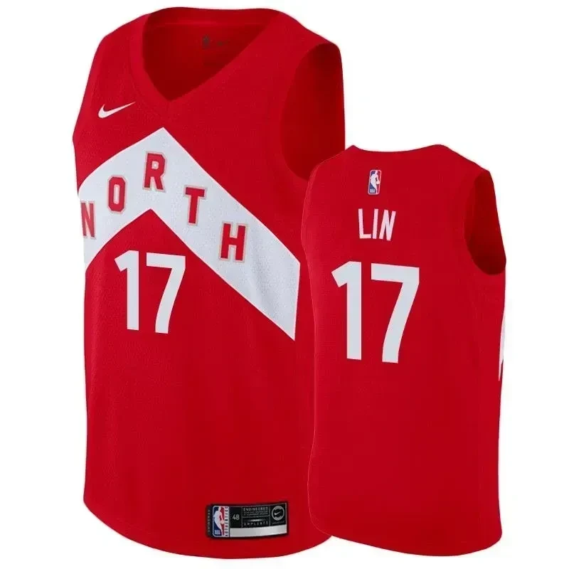 Raptors Jeremy Lin 17 Earned Red NBA Jersey Men's