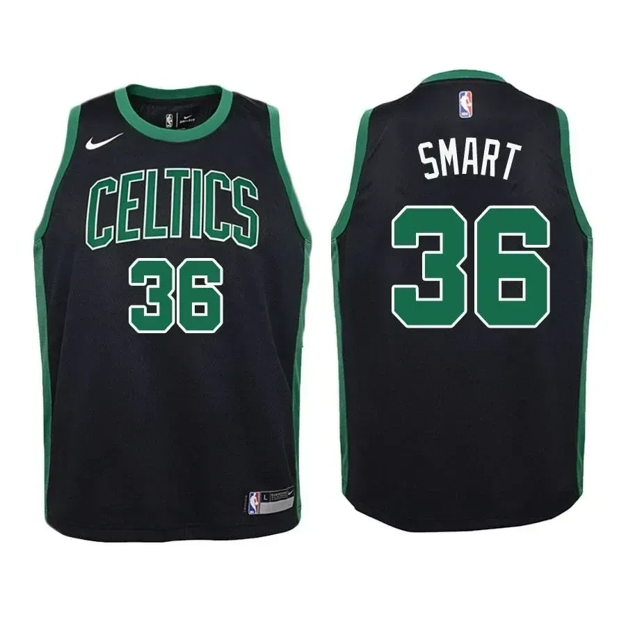 Celtics Marcus Smart 36 Statet Edition Black NBA Jersey Youth