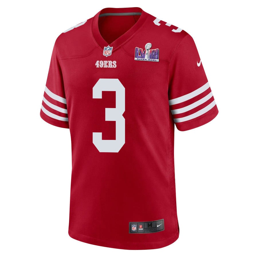 Ray-Ray McCloud III 3 San Francisco 49ers Super Bowl LVIII Patch Game Scarlet NFL Jersey Men's