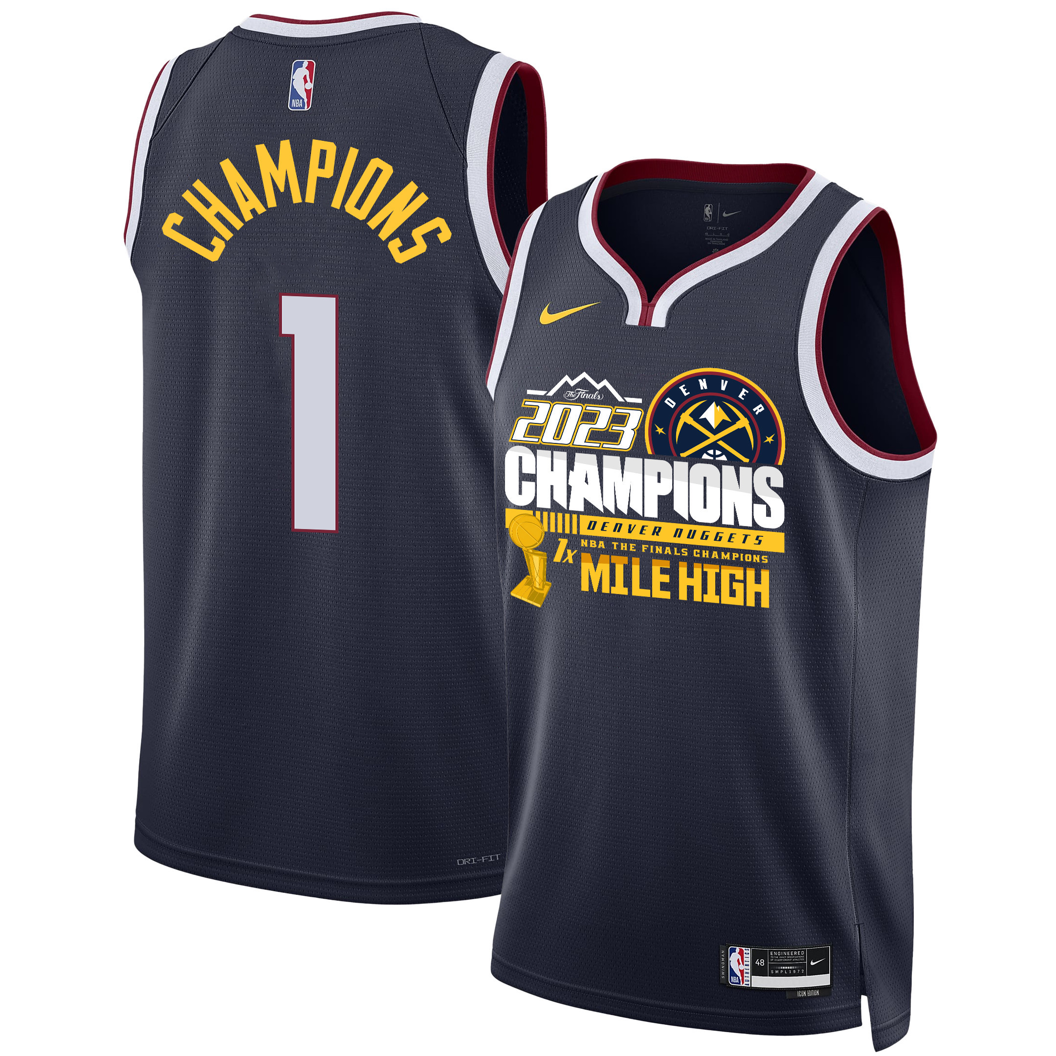 Denver Nuggets 1st Mile High Champions The Finals 2023 Swingman Black NBA Jersey Men's