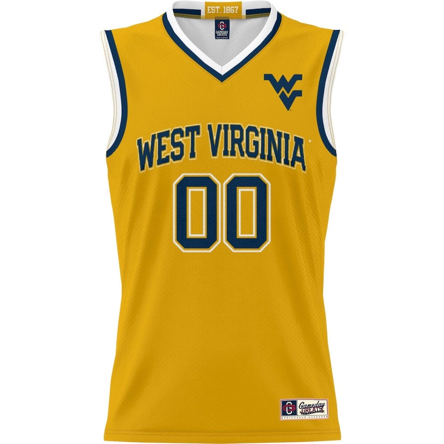 West Virginia Mountaineers NIL Custom Gold NCAA Jersey Men's