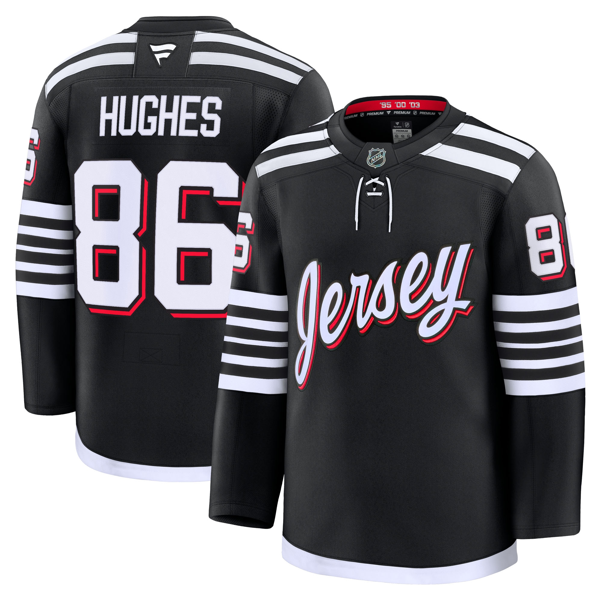 New Jersey Devils Jack Hughes Black Alternate Premium NHL Jersey Men's