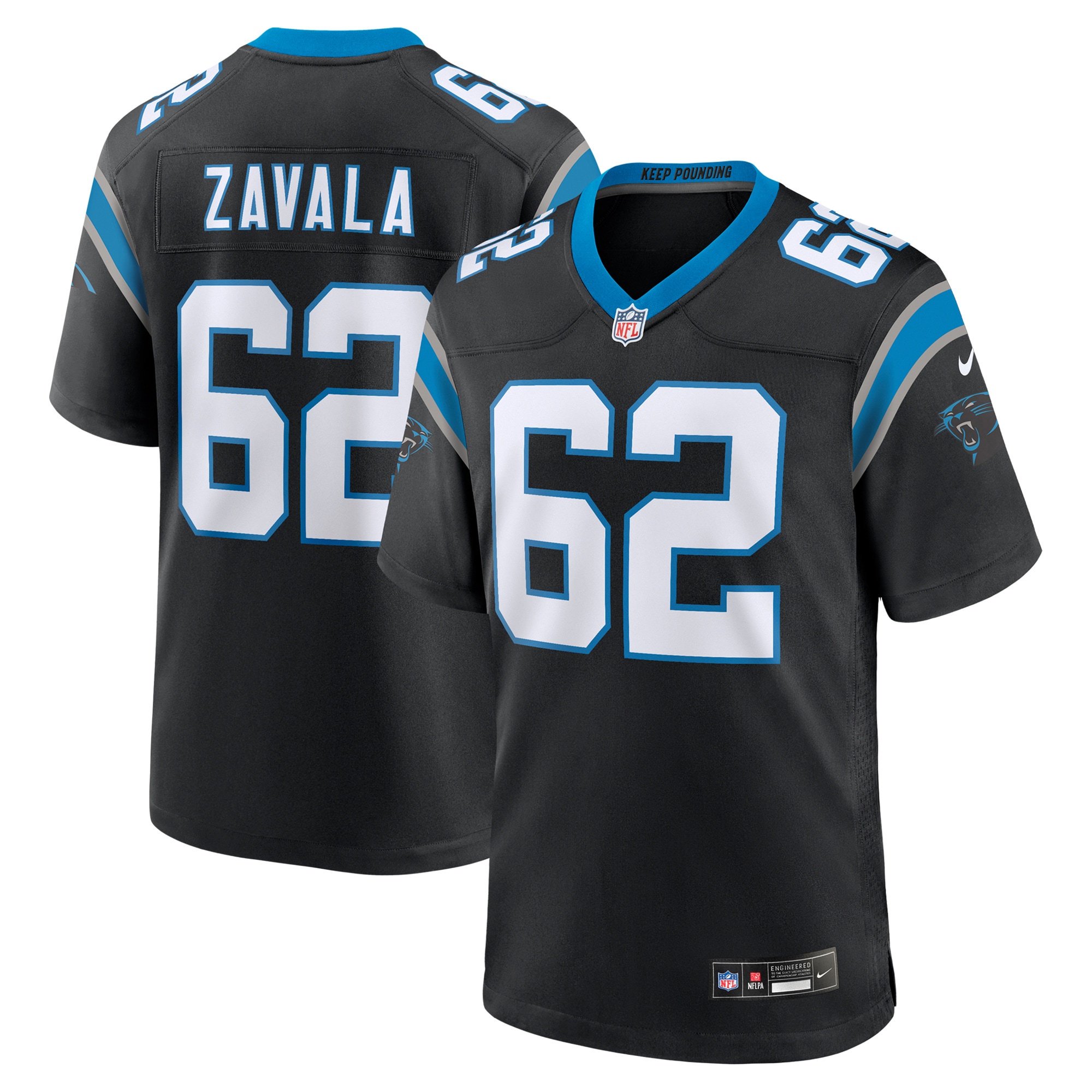 Carolina Panthers Chandler Zavala Black Game NFL Jersey Men's