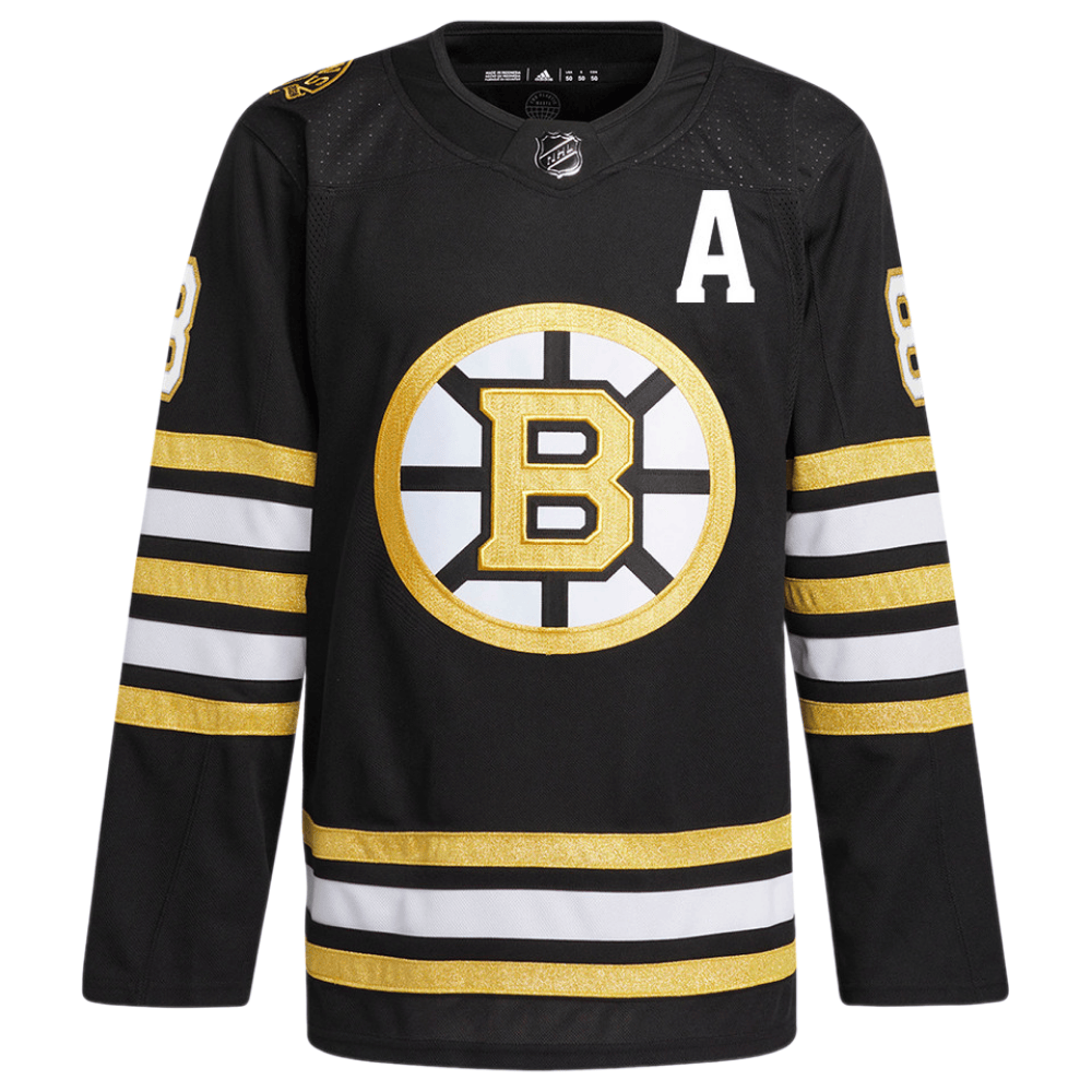 David Pastr??k 88 Boston Bruins 100th Anniversary Primegreen Home Black NHL Jersey Men's