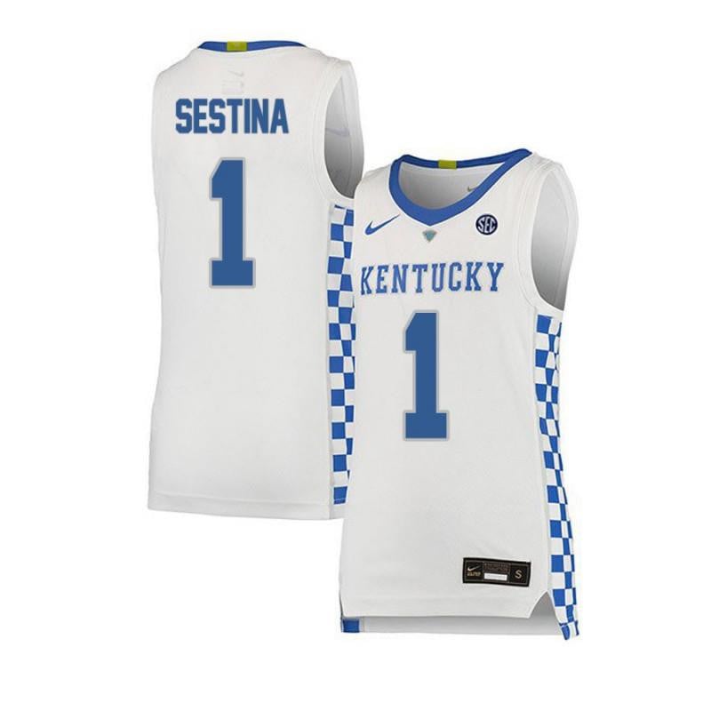1 Nate Sestin White Elite Kentucky Wildcats NCAA Jersey Men's