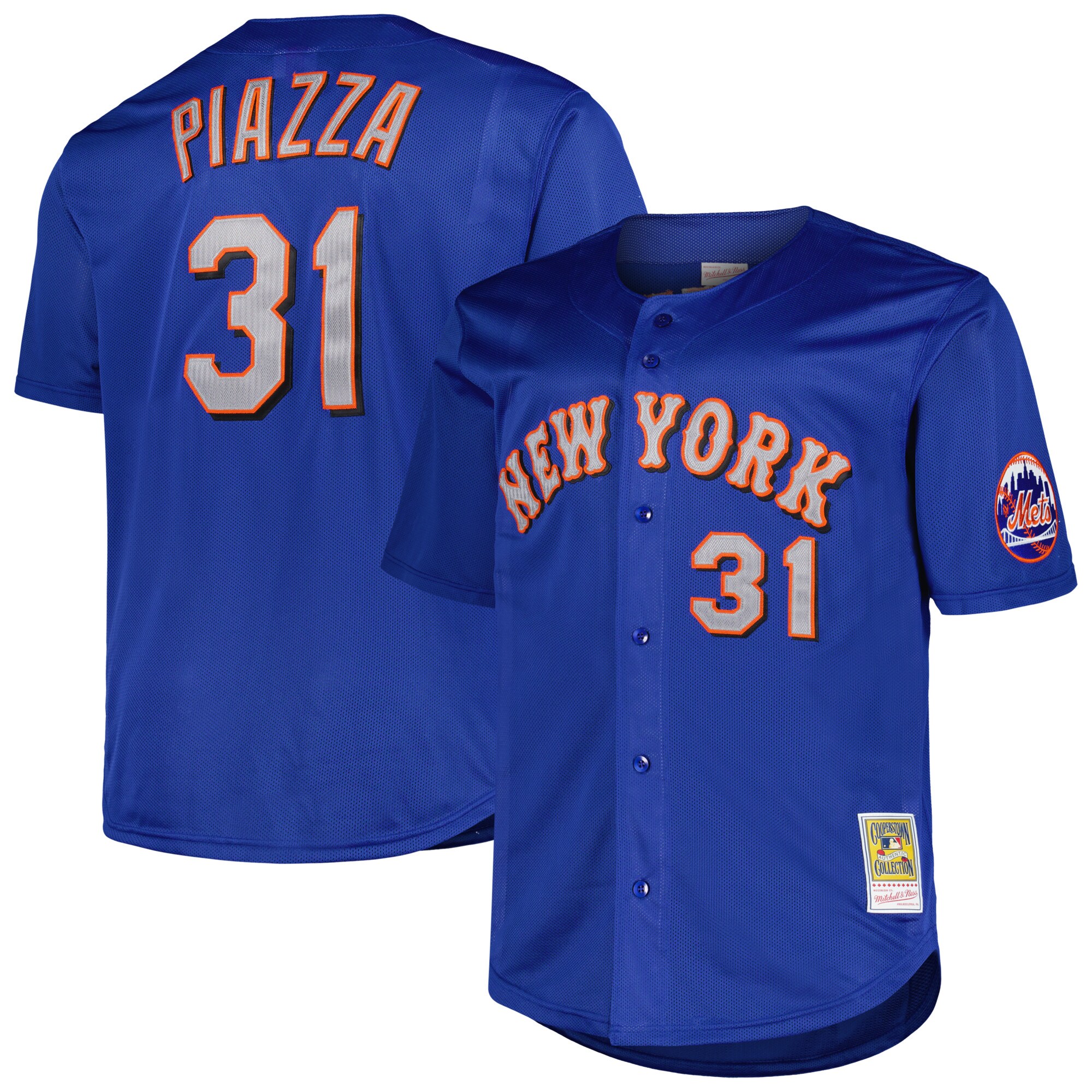 New York Mets Mike Piazza Mitchell Ness Royal Big Tall Cooperstown Collection Mesh Batting Practice MLB Jersey Men's