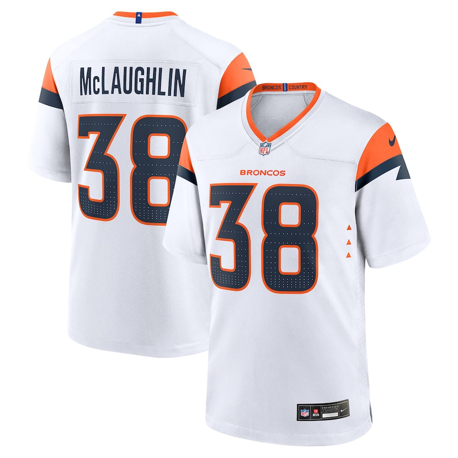 Jaleel McLaughlin 38 Denver Broncos Game White NFL Jersey Men's