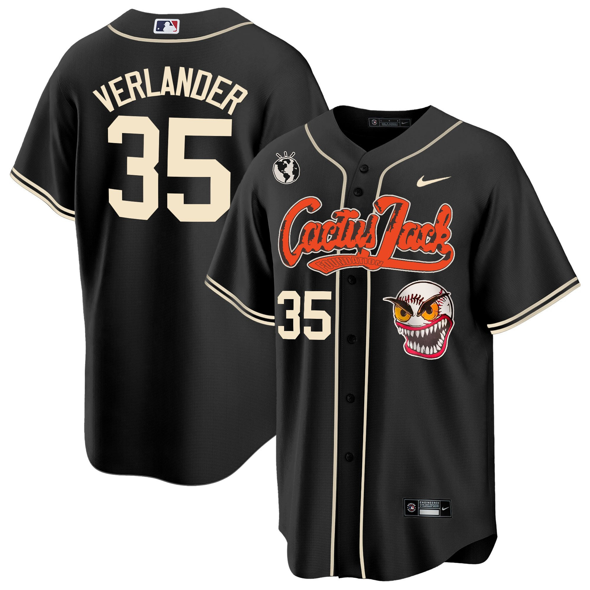 Justin Verlander 35 Houston Astros Cactus Jack Black MLB Jersey Men's