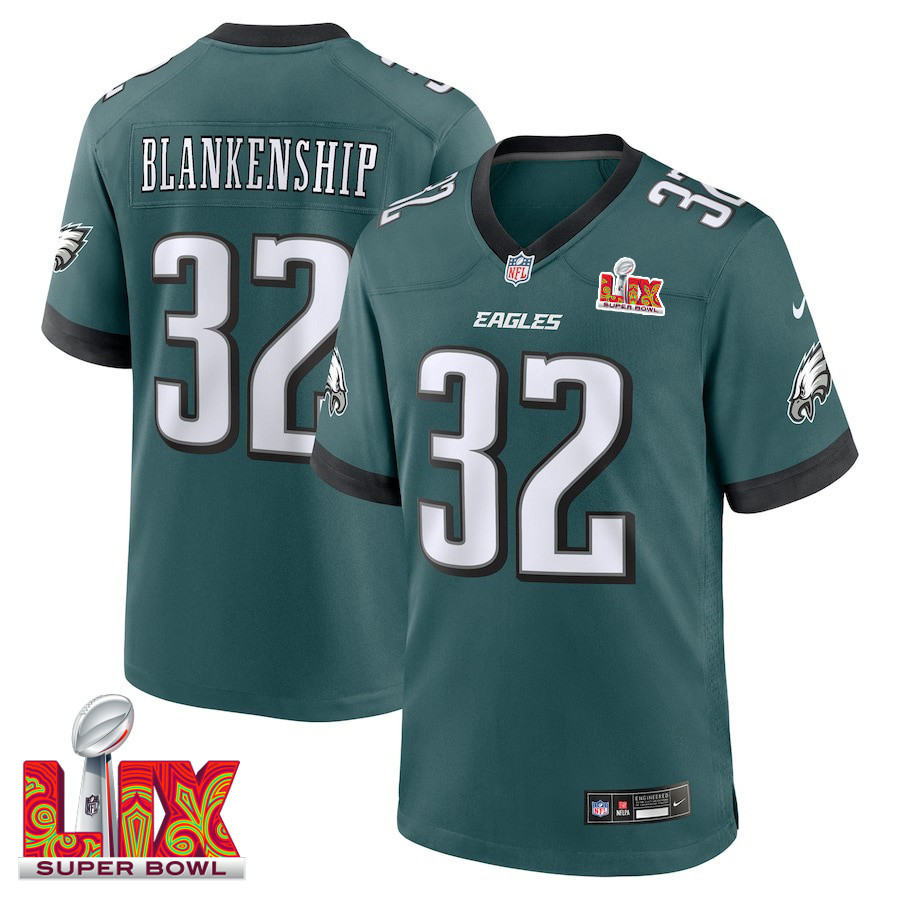 Reed Blankenship #32 Philadelphia Eagles Super Bowl LIX Midnight Green NFL Jersey Men's