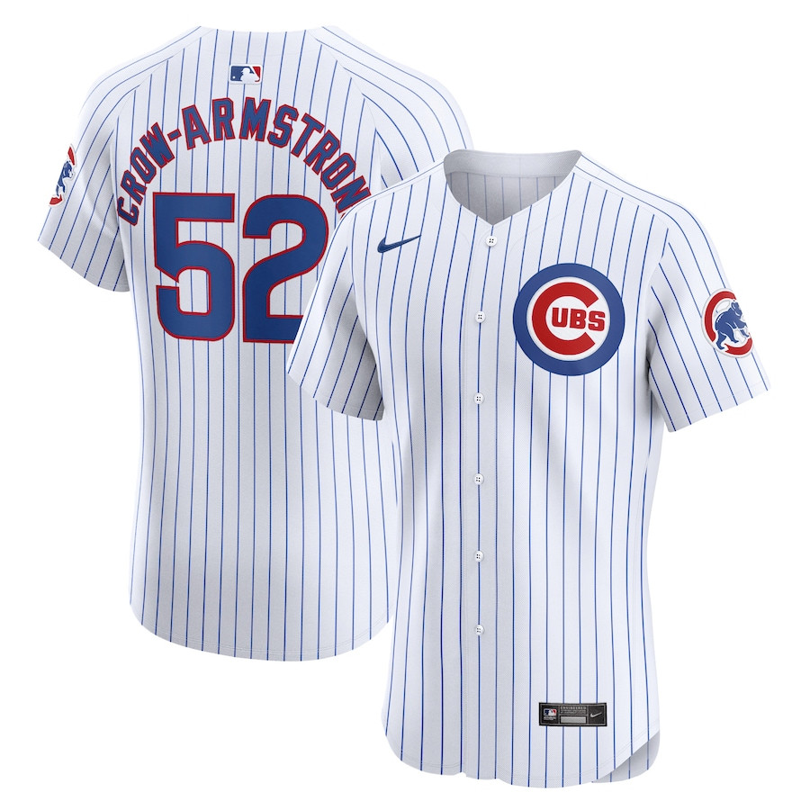 Pete Crow-Armstrong 52 Chicago Cubs Home Elite Player White MLB Jersey Men's