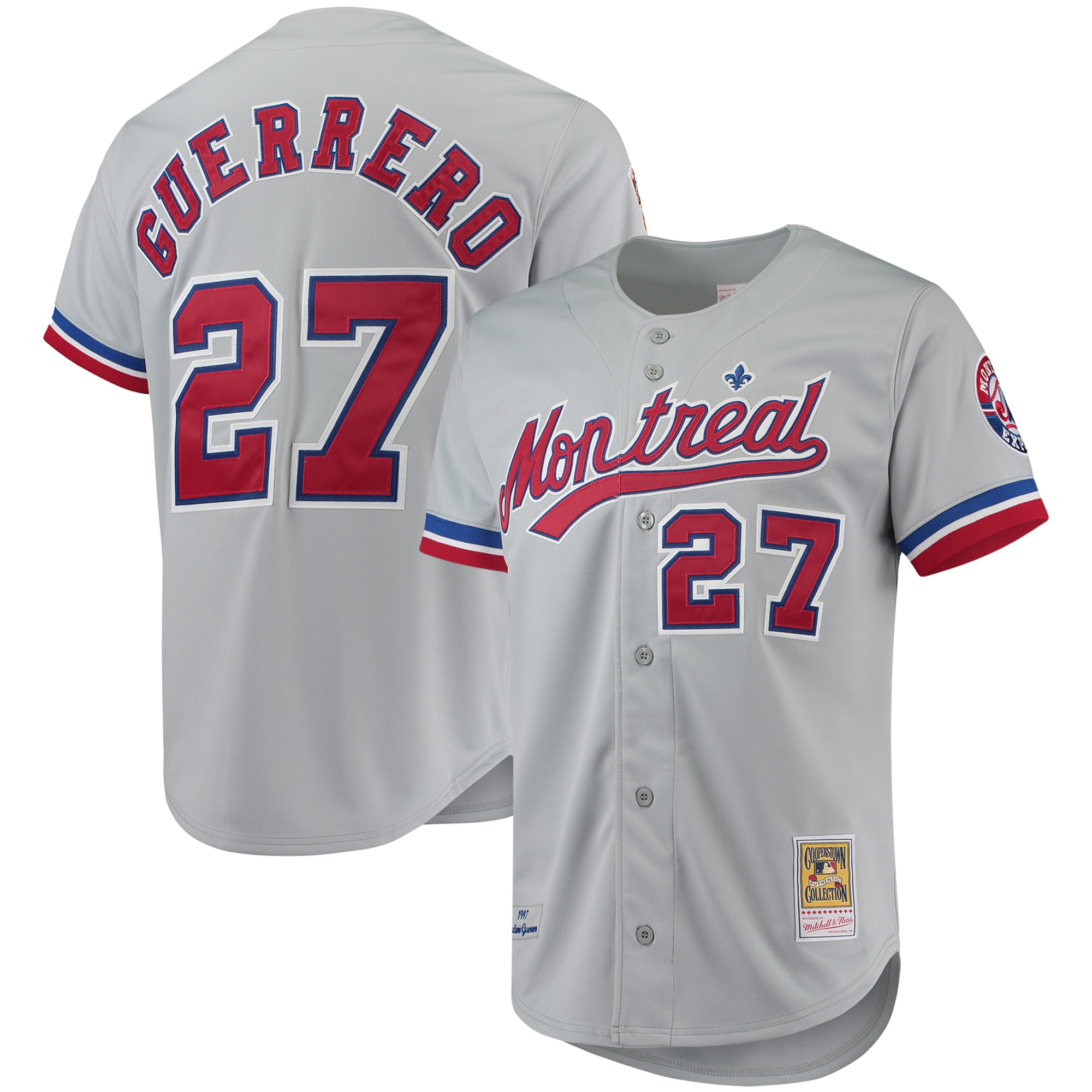 Montreal Expos Vladimir Guerrero Mitchell Ness Gray Cooperstown Collection MLB Jersey Men's