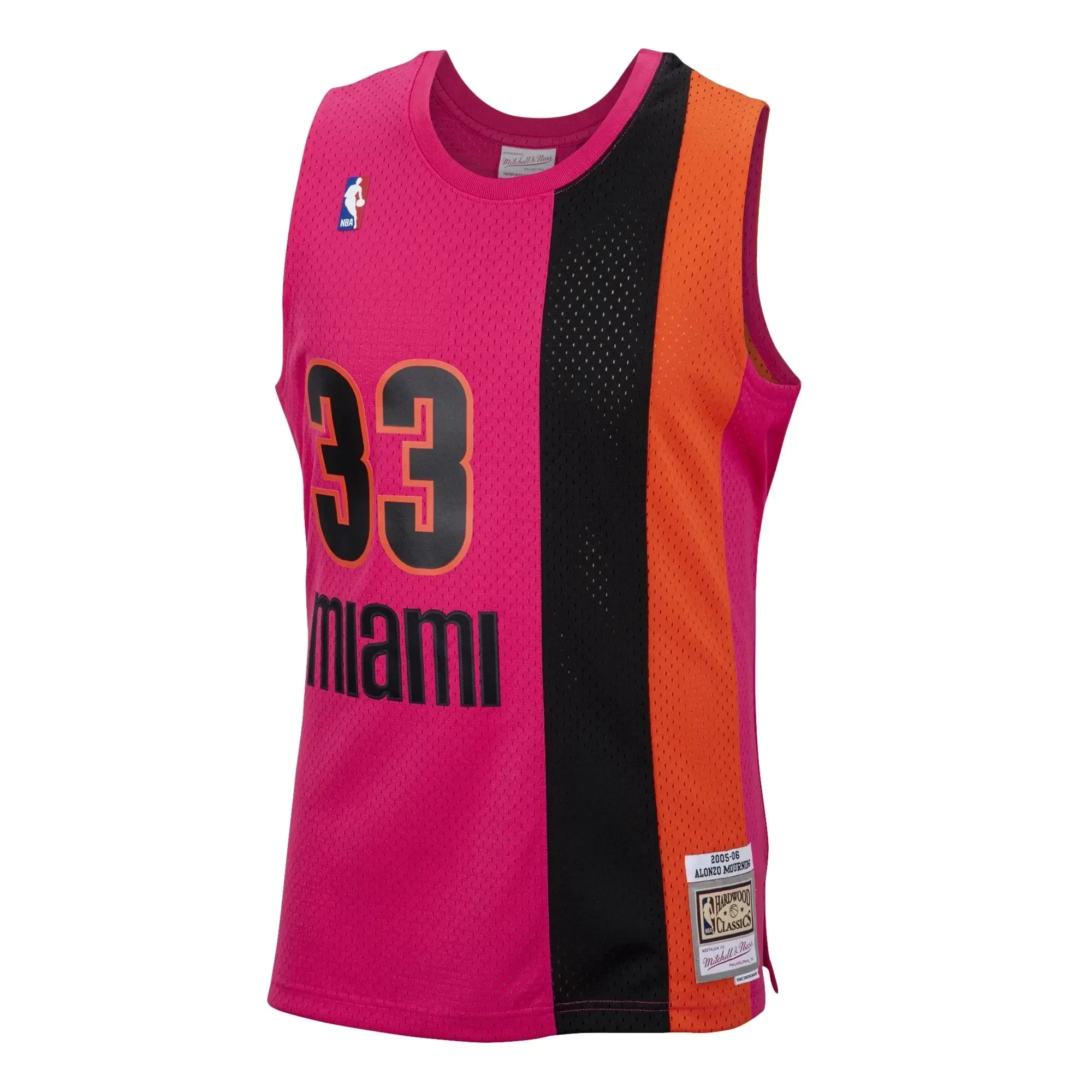 Alonzo Mourning Miami Heat Mitchell Ness 2005-06 Hardwood Classics Reload Swingman Pink NBA Jersey Men's