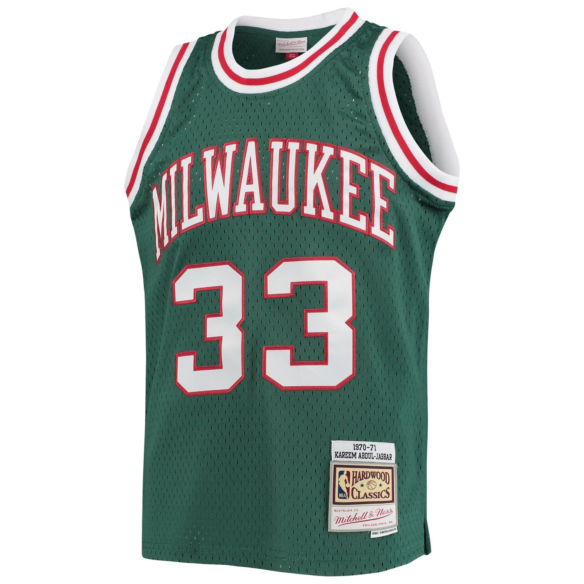 Kareem Abdul-jabbar Milwaukee Bucks Mitchell&Nes 1970-71 Hardwood Classics Swingman Green NBA Jersey Youth