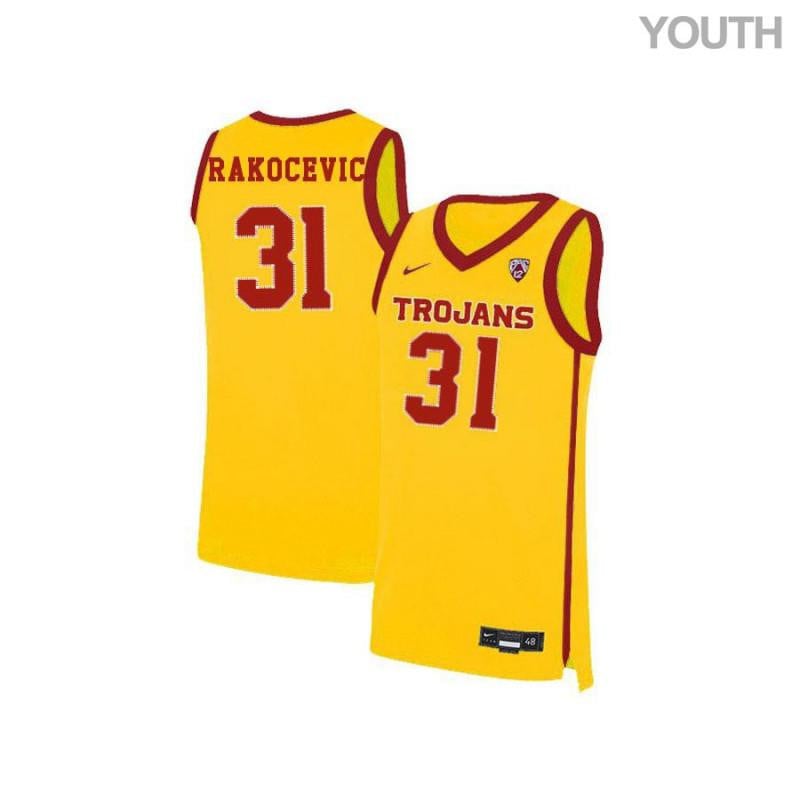 31 Nick Rakocevic Yellow Elite USC Trojans NCAA Jersey Youth