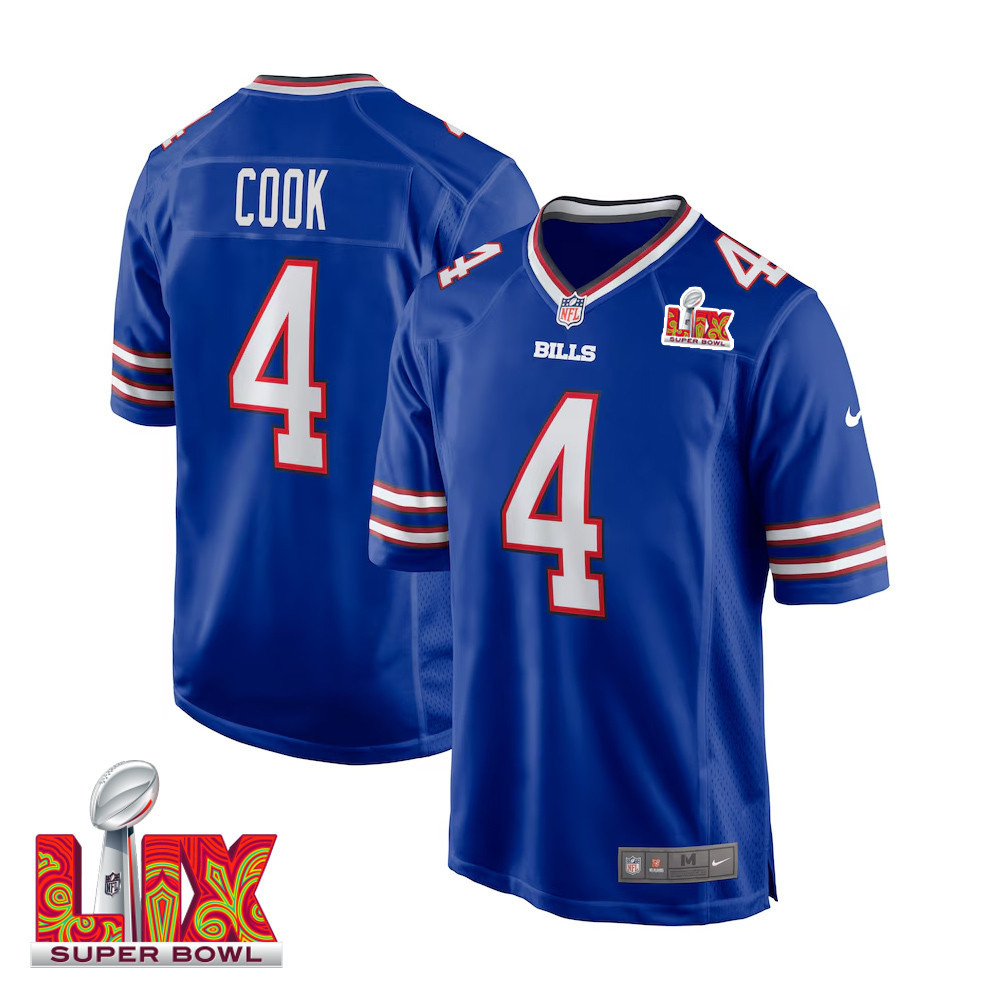 James Cook #4 Buffalo Bills Super Bowl LIX Royal NFL Jersey Men's