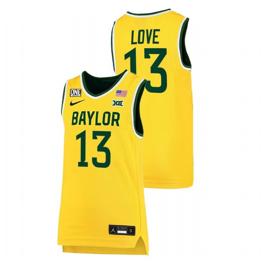 Langston Love 13 Gold Baylor Bears 2022 Big 12 College NCAA Jersey Men's
