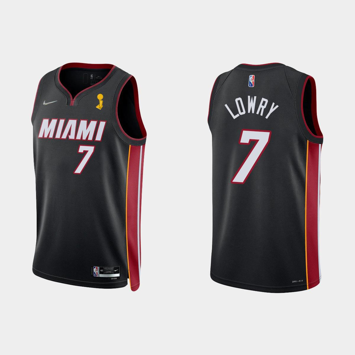 Miami Heat Kyle Lowry 7 Champions Cup Diamond Black Icon NBA Jersey Men's