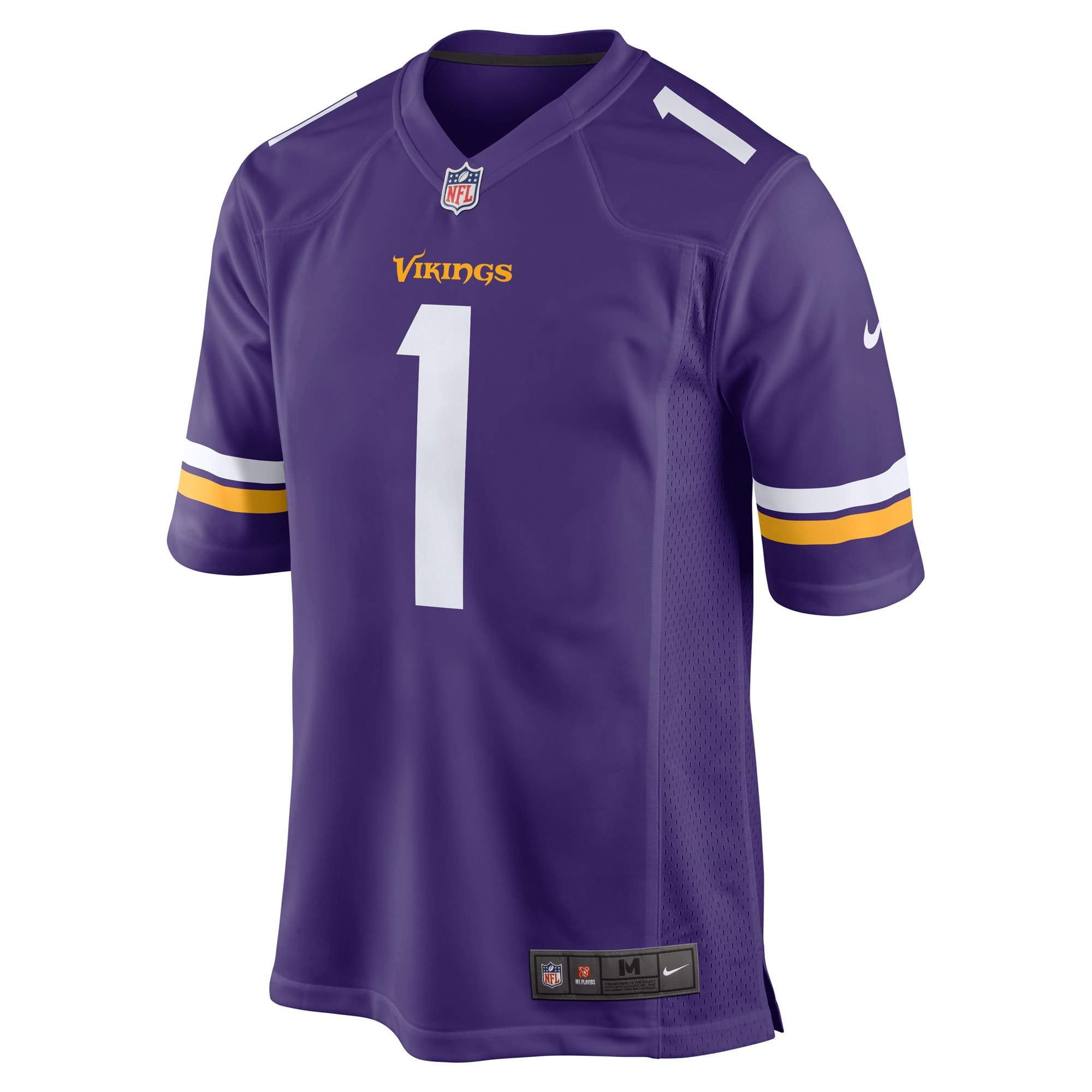 Minnesota Vikings Number 1 Groom Purple Game NFL Jersey Men's