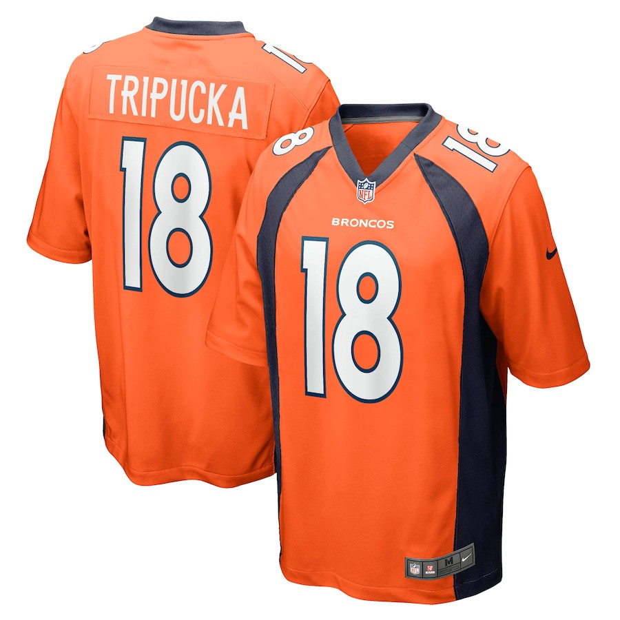 Frank Tripucka 18 Denver Broncos Retired Orange NFL Jersey Men's