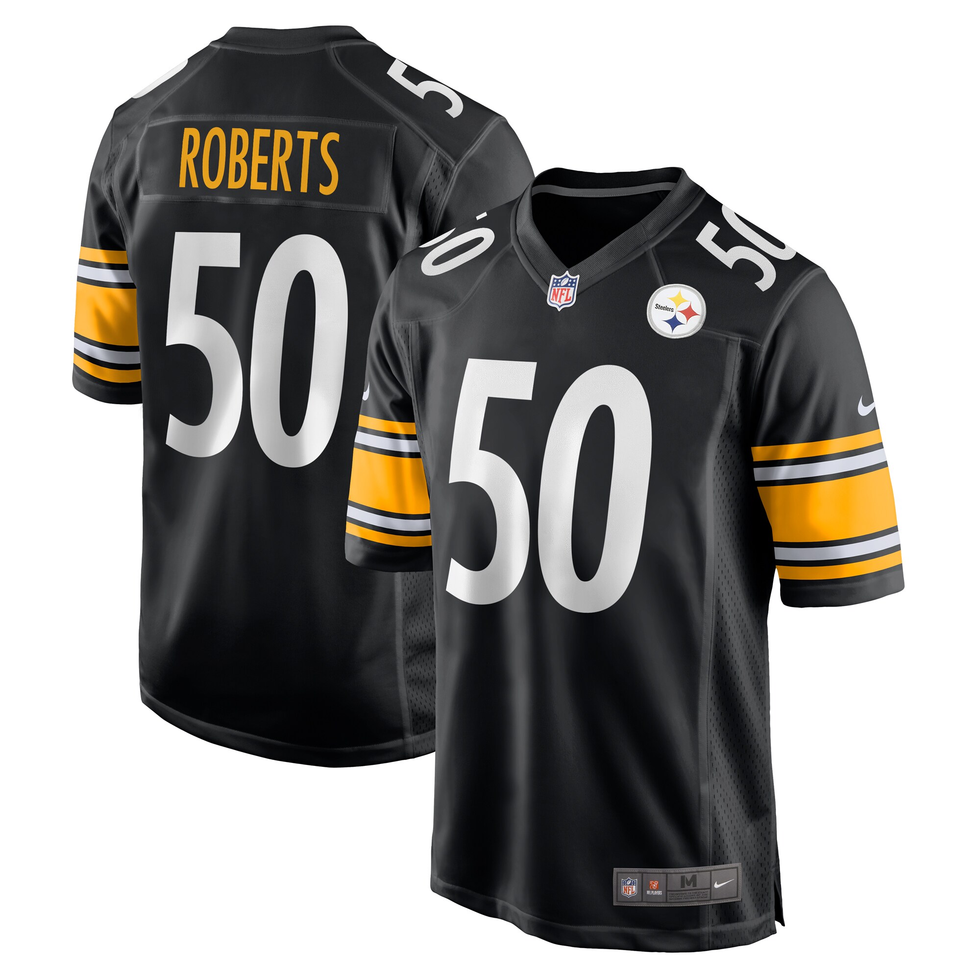 Pittsburgh Steelers Elandon Roberts Black Game NFL Jersey Men's