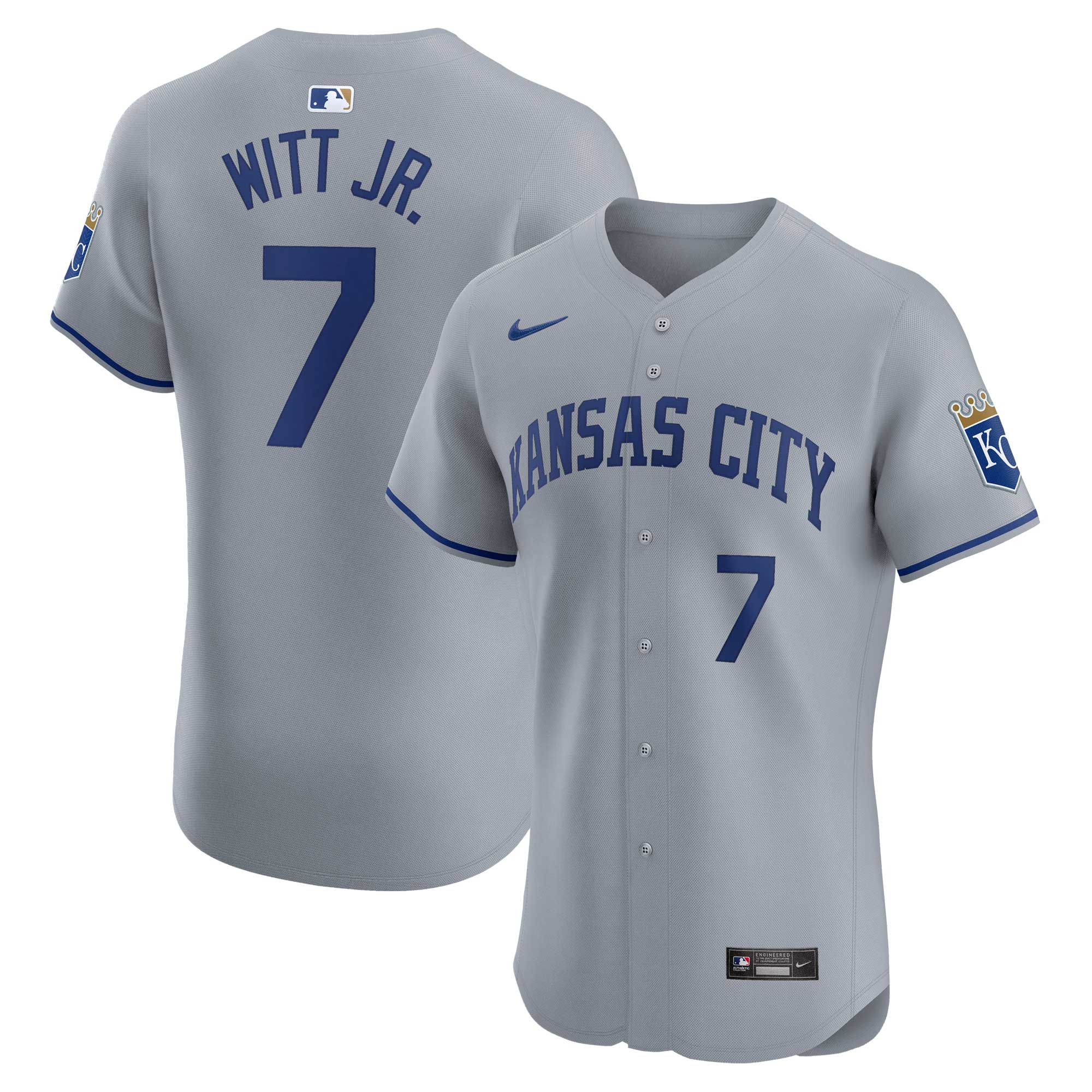 Kansas City Royals Bobby Witt Jr. Gray Road Elite Player MLB Jersey Men's