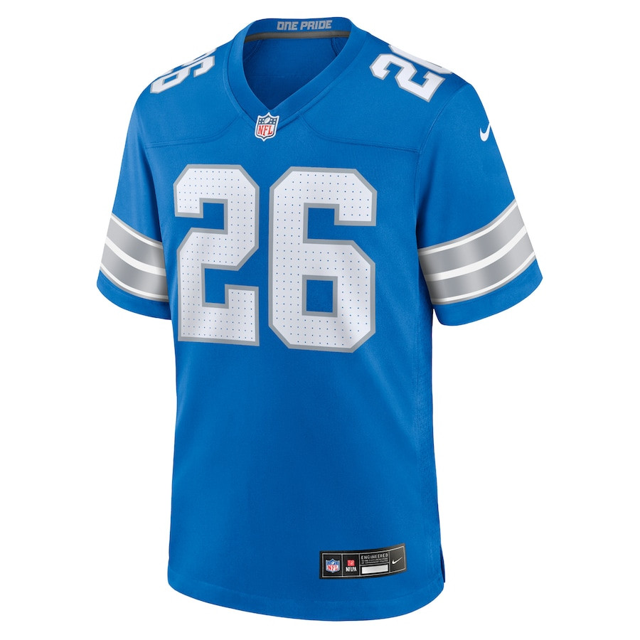 Jahmyr Gibbs 26 Detroit Lions Game Blue NFL Jersey Men's
