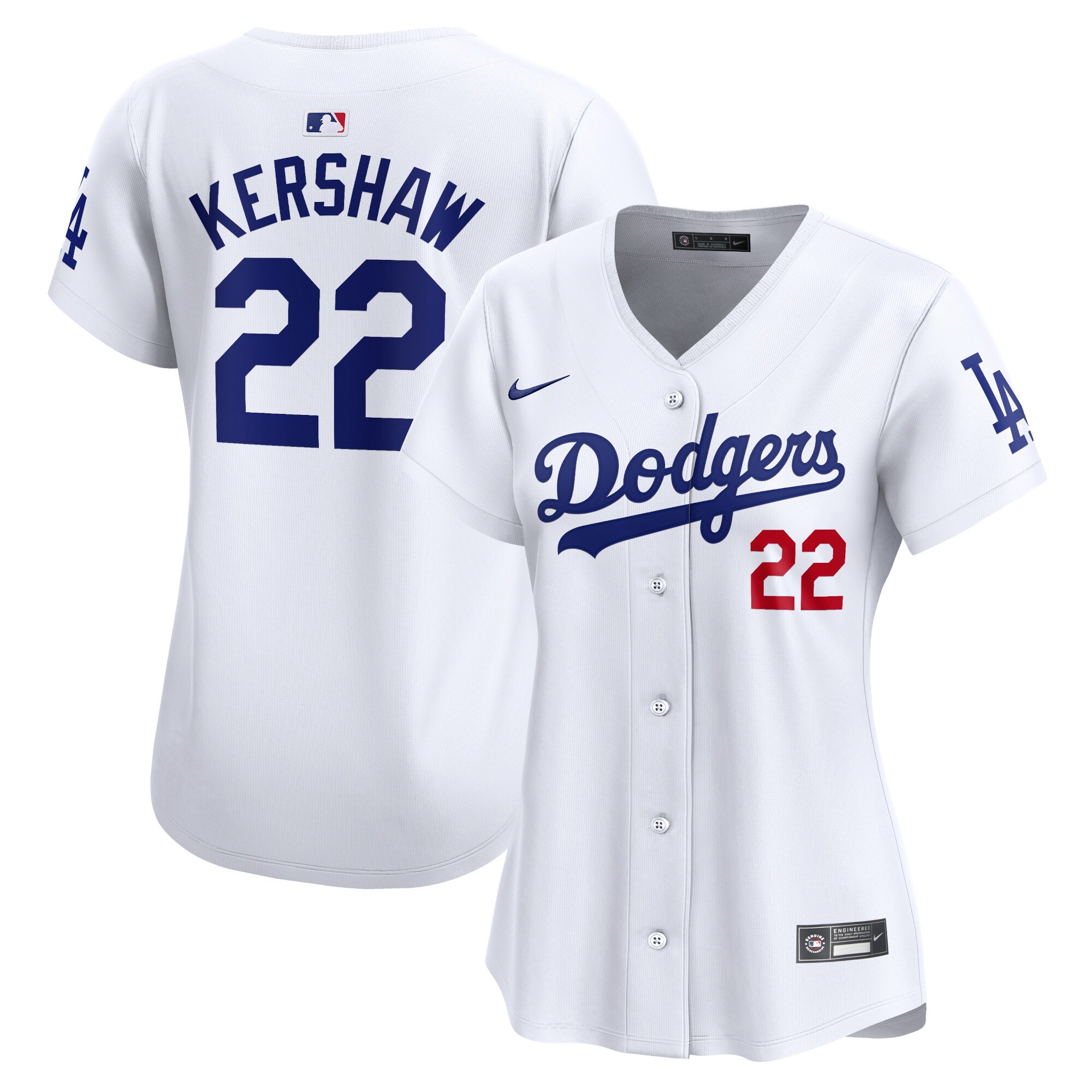 Los Angeles Dodgers Clayton Kershaw White Home Limited Player MLB Jersey Women's