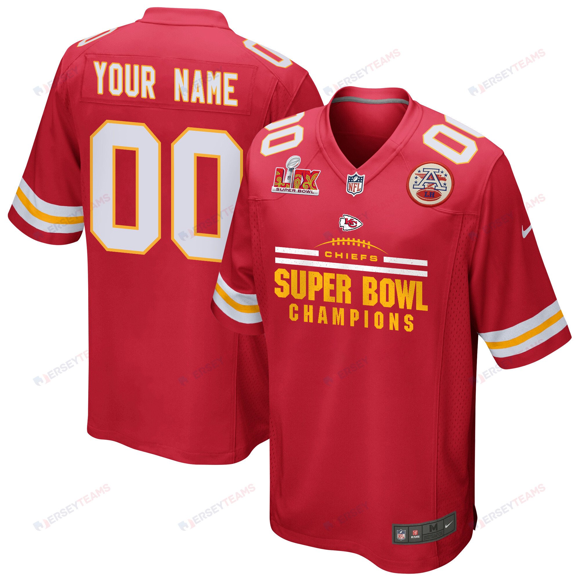 Kansas City Chiefs Super Bowl LIX Champions Ball Game Custom Red NFL Jersey Men's