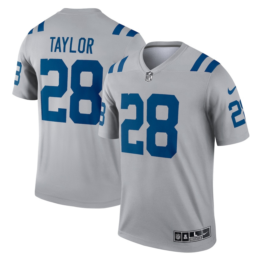 Jonathan Taylor 28 Indianapolis Colts Inverted Legend Gray NFL Jersey Men's
