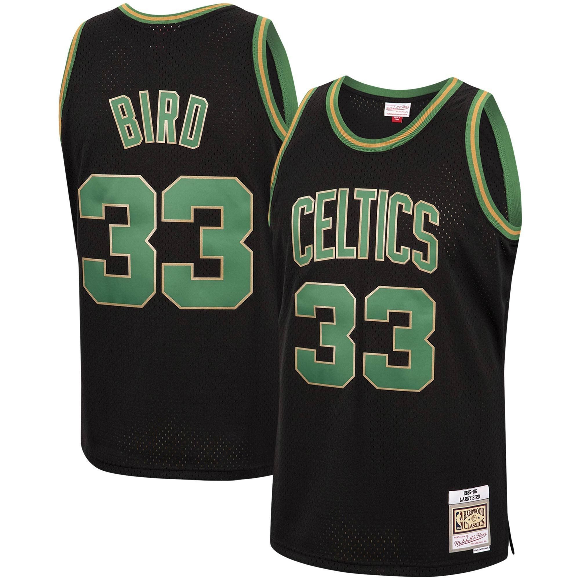 Larry Bird Boston Celtics Mitchell Ness 1985-86 Hardwood Classics Reload Swingman Black NBA Jersey Men's