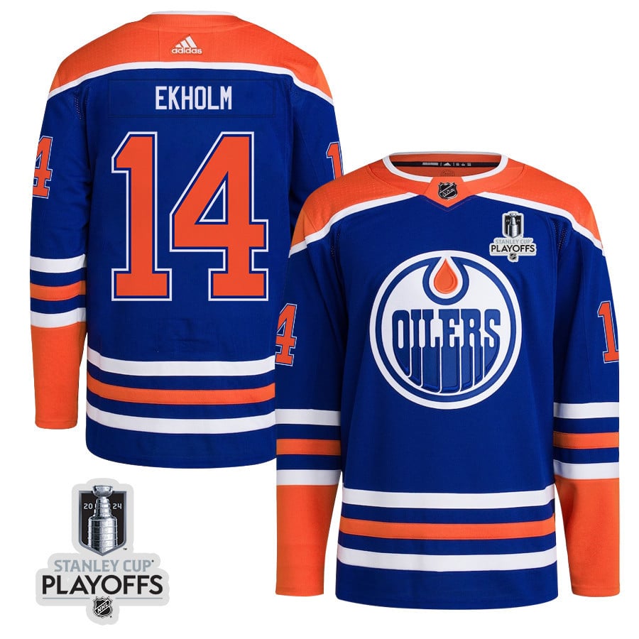 Mattias Ekholm 14 Edmonton Oilers 2024 Playoffs Patch Home Men NHL Jersey Men's