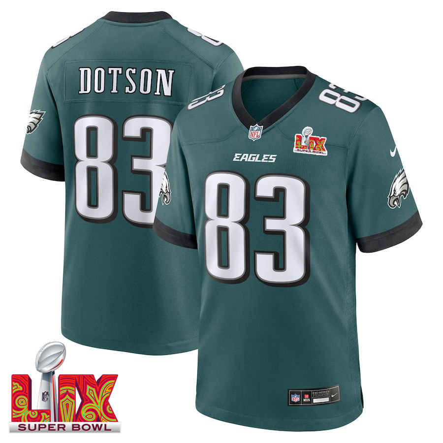 Jahan Dotson #83 Philadelphia Eagles Super Bowl LIX Midnight Green NFL Jersey Men's
