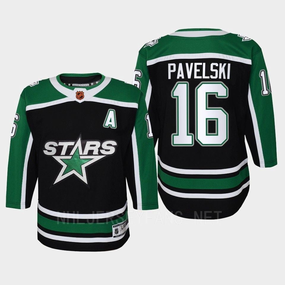 Dallas Stars 16 Joe Pavelski Reverse Retro Black Equipment, NHL Jersey Youth