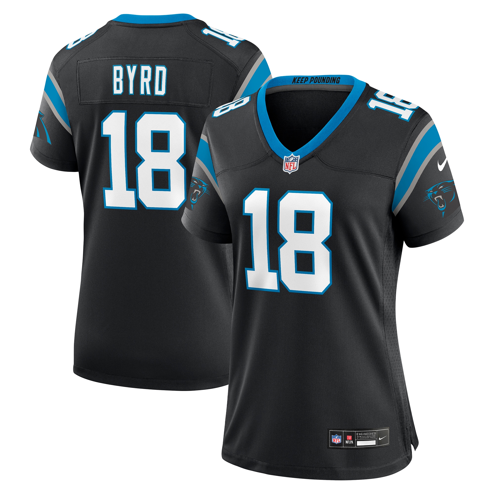 Carolina Panthers Damiere Byrd Black Game Player NFL Jersey Women's