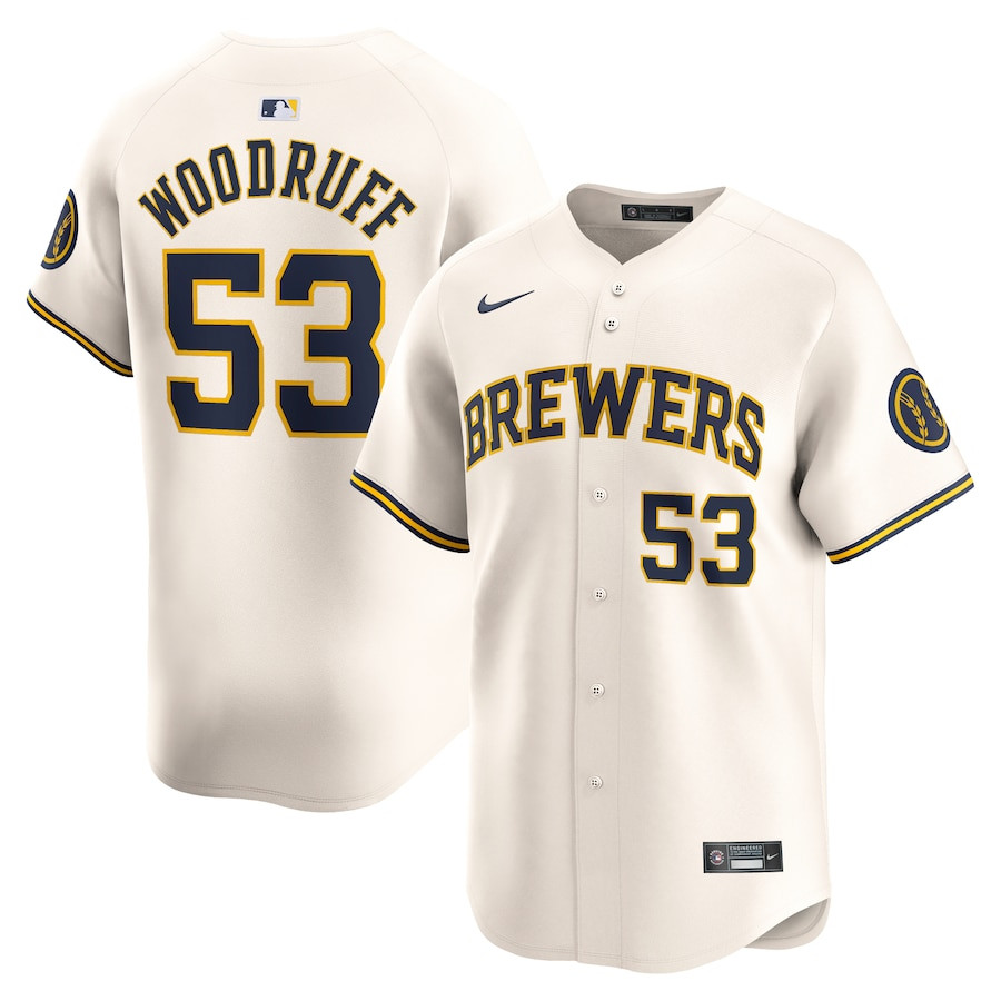 Brandon Woodruff 53 Milwaukee Brewers Home Limited Player Cream MLB Jersey Men's
