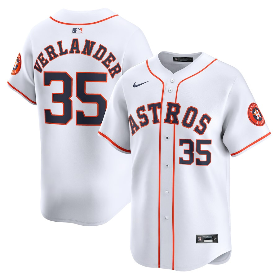 Justin Verlander 35 Houston Astros Home Limited White MLB Jersey Men's