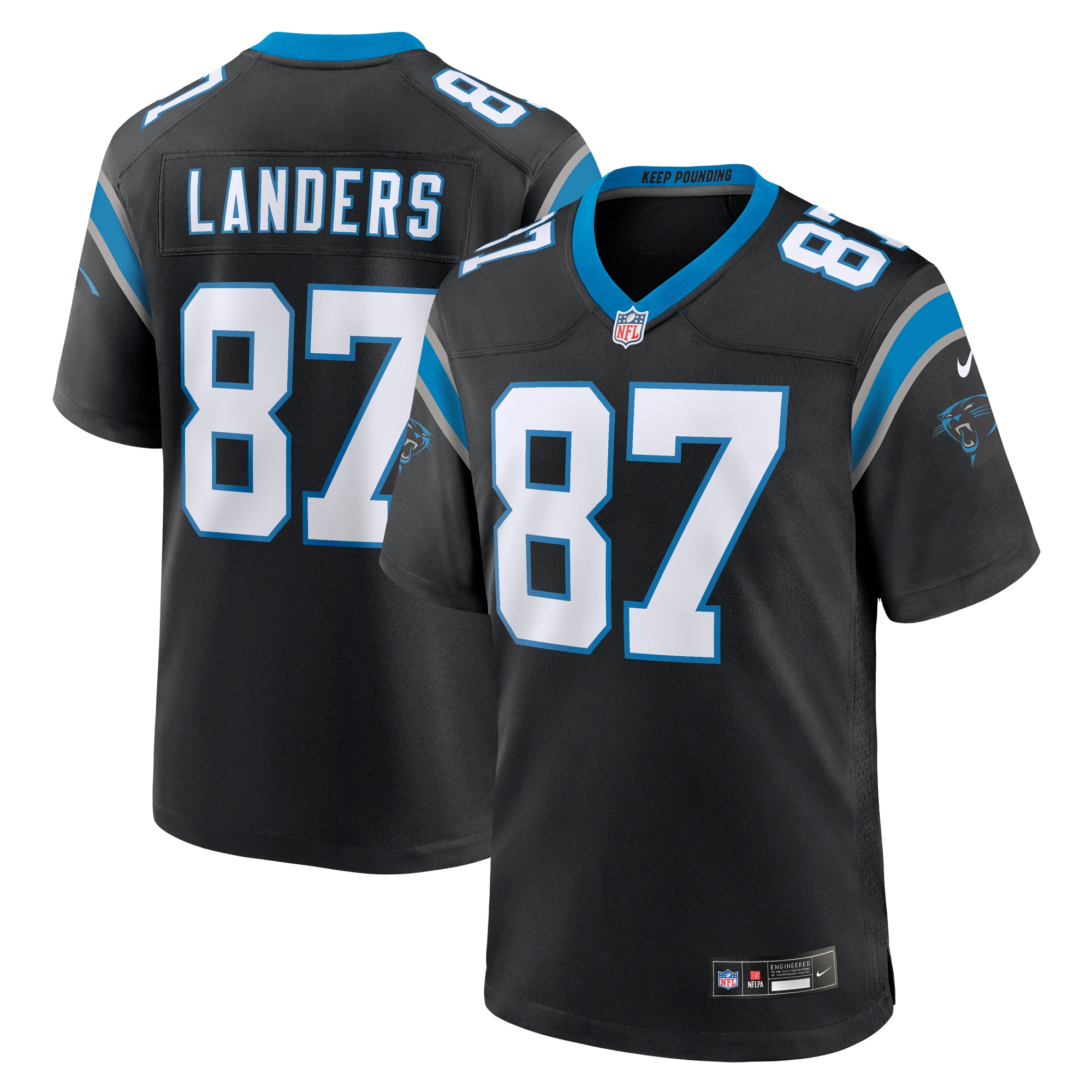 Carolina Panthers Matt Landers Black Game NFL Jersey Men's