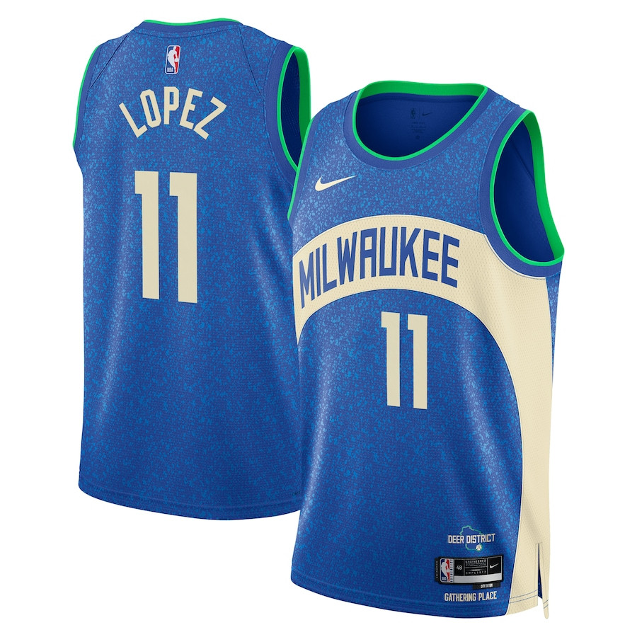 Brook Lopez 11 Milwaukee Bucks 2023/24 City Edition Swingman Royal NBA Jersey Men's