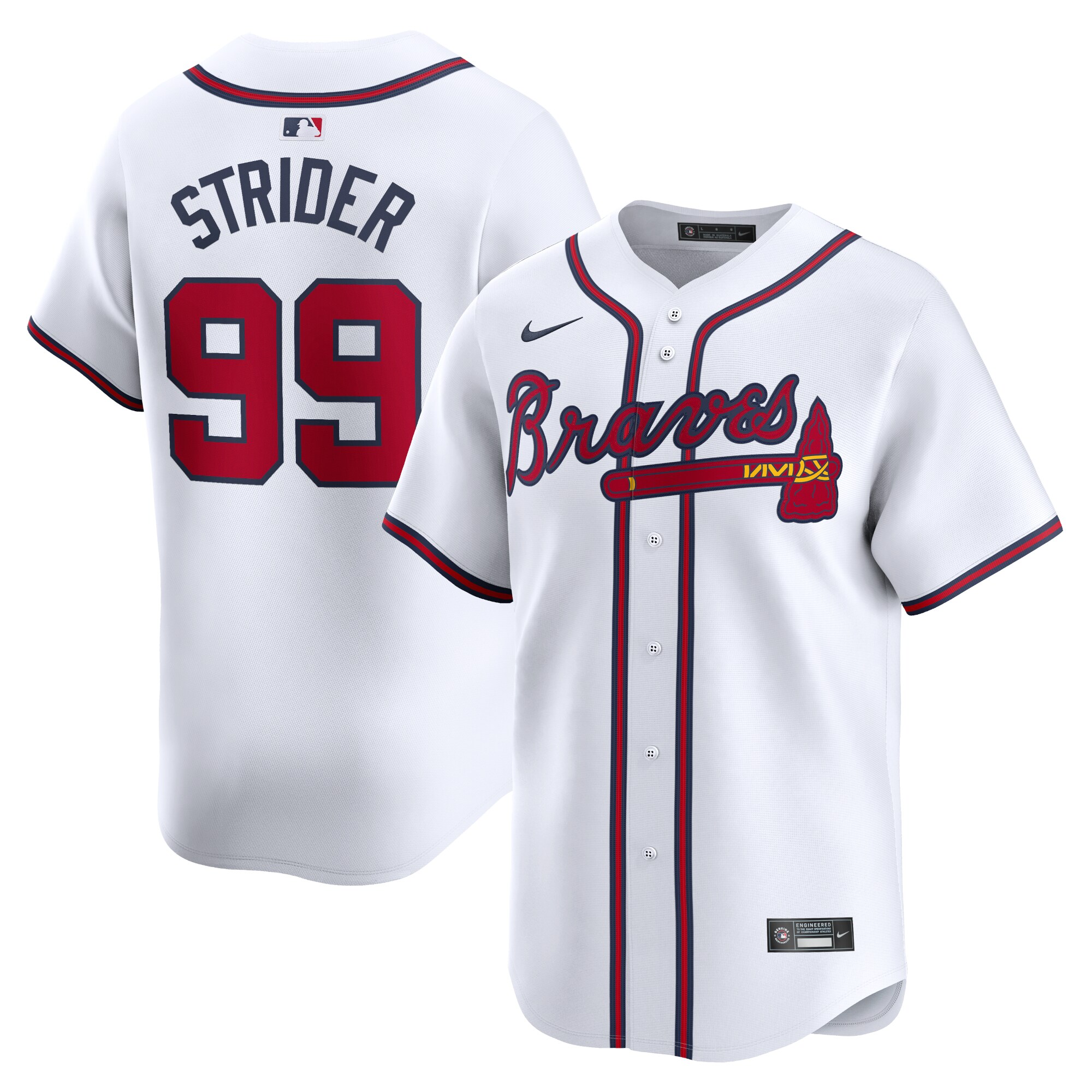 Atlanta Braves Spencer Strider White Home Limited Player MLB Jersey Men's
