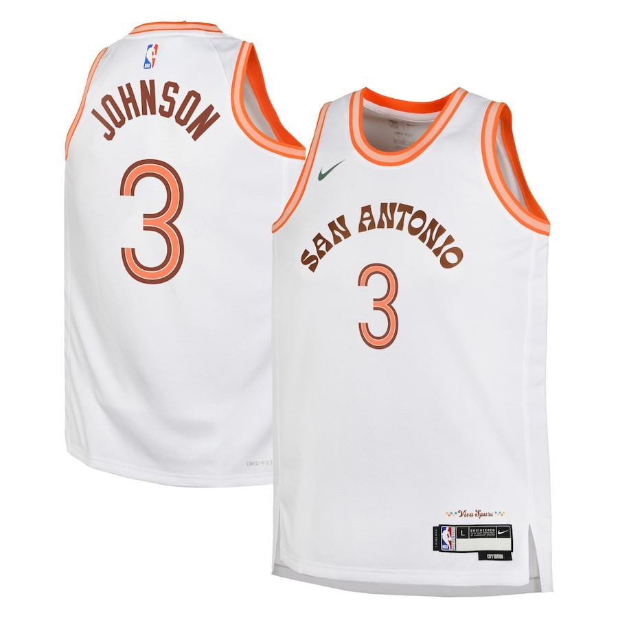 Keldon Johnson 3 San Antonio Spurs 2023/24 City Edition Swingma White NBA Jersey Youth