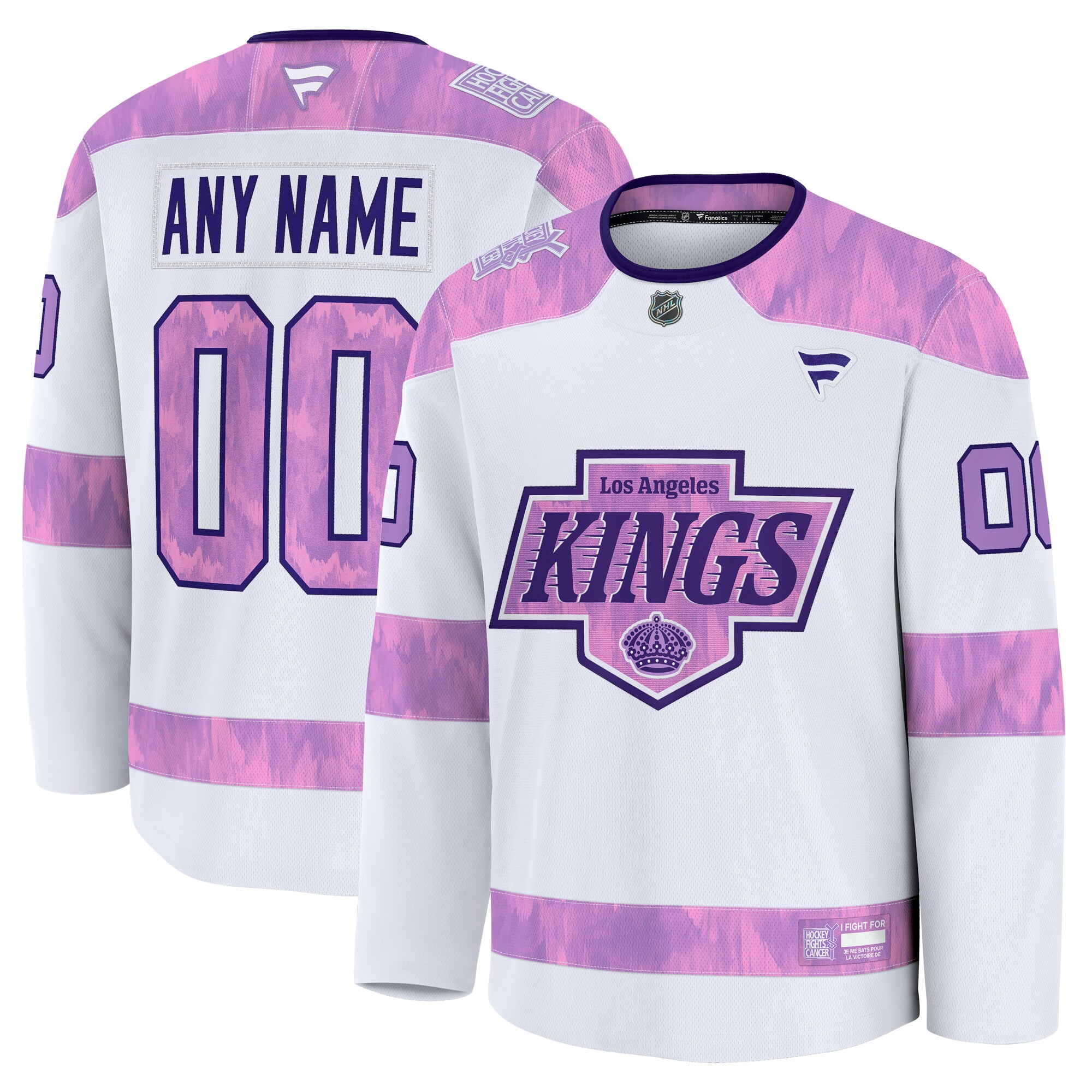 Los Angeles Kings White 2024 Fights Cancer Custom Practice NHL Jersey Men's