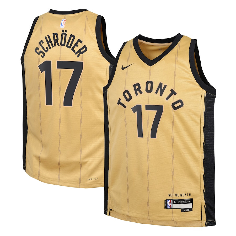 Dennis Schr?der 17 Toronto Raptors 2023/24 City Edition Swingma Gold NBA Jersey Youth