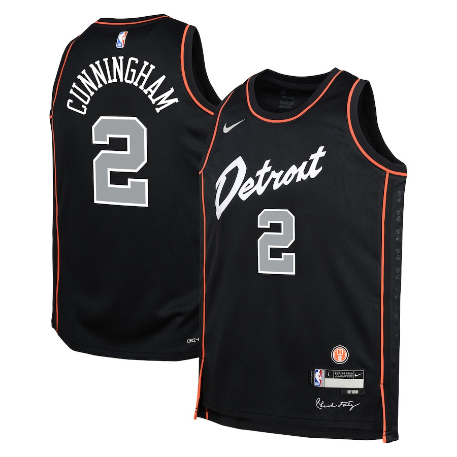 Cade Cunningham 2 Detroit Pistons 2023/24 City Edition Swingma Black NBA Jersey Youth