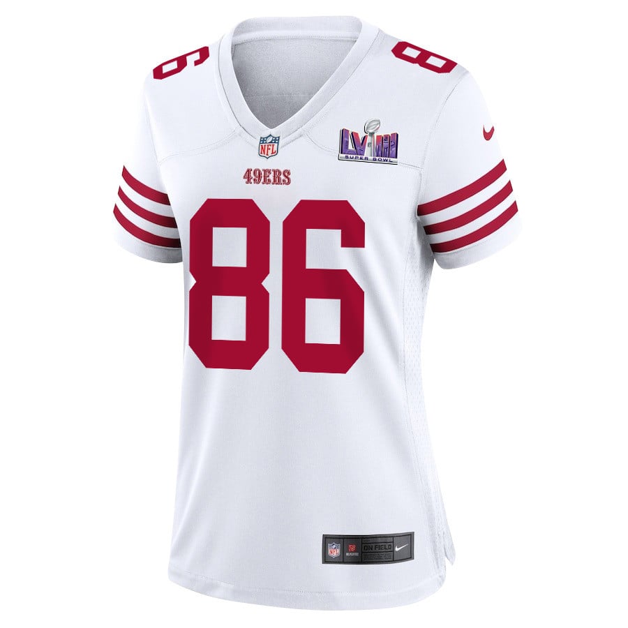 Tay Martin 86 San Francisco 49ers Super Bowl LVIII Patch Game White NFL Jersey Women's