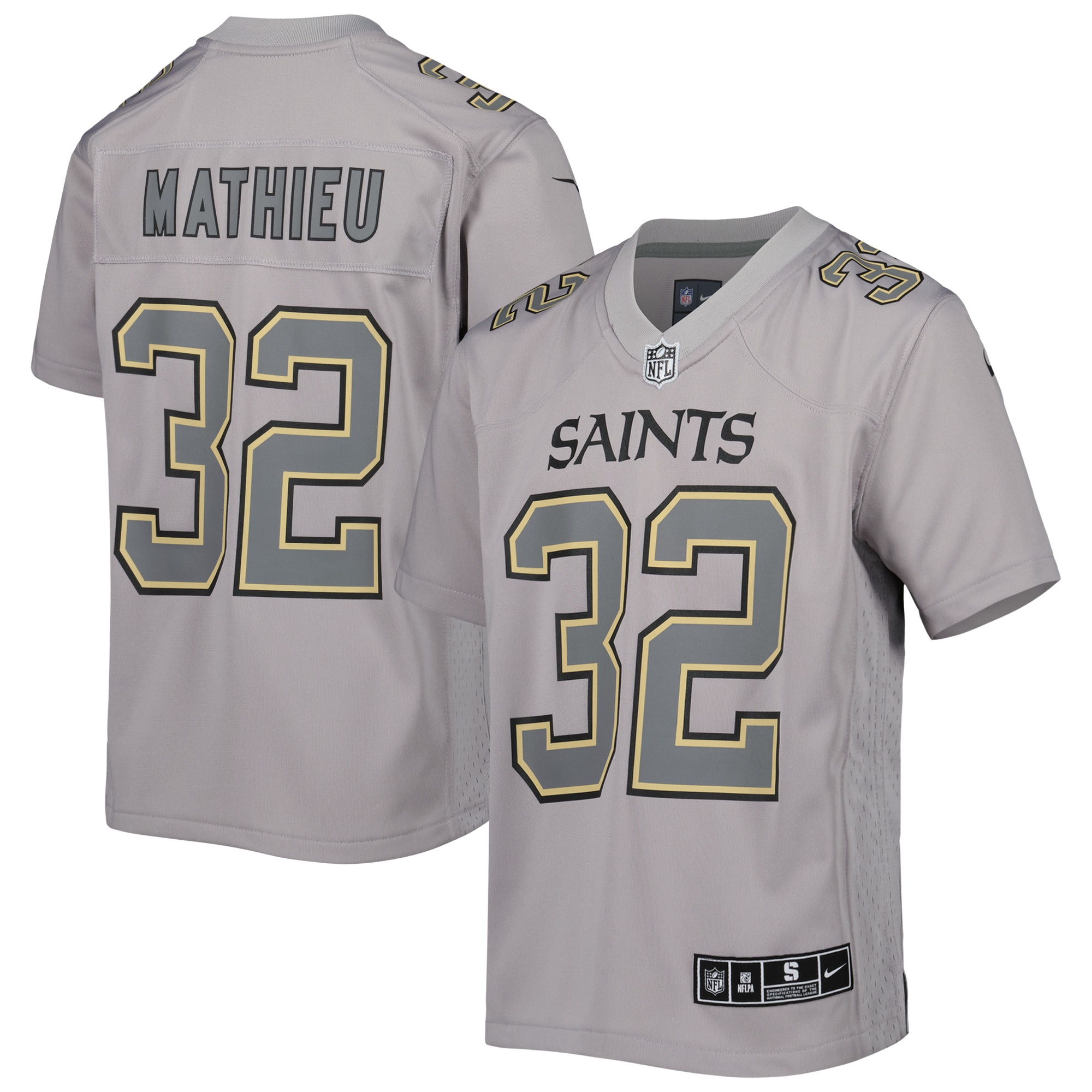 New Orleans Saints Tyrann Mathieu Gray Atmosphere Game NFL Jersey Youth